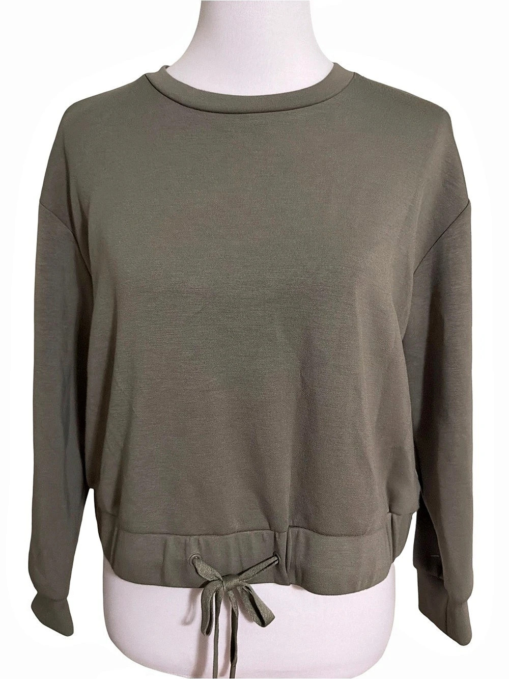 For The Republic Olive Drawstring Hem Sweatshirt Size Small Like New
